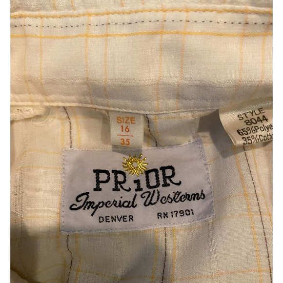 Prior Imperial Westerns, Western Style Long Sleeve Shirt size 16/35 Yellow Pearl - Picture 6 of 6
